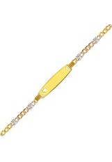 handsome 14k real yellow gold heart bar baby id bracelet